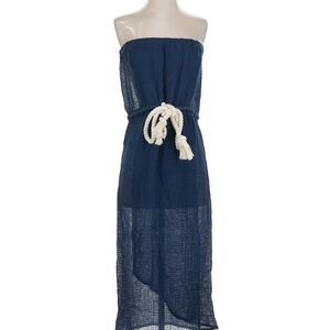 Lisa Marie Fernandez Blue Strapless Midi Dress